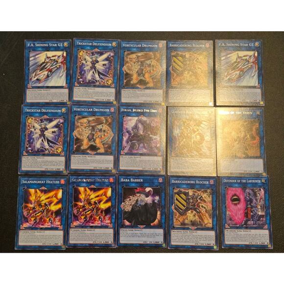 Yu-Gi-Oh! Lot 15 Link Monsters F.A. Shining Star GT Trickstar Delfendium Heatleo - Picture 1 of 1